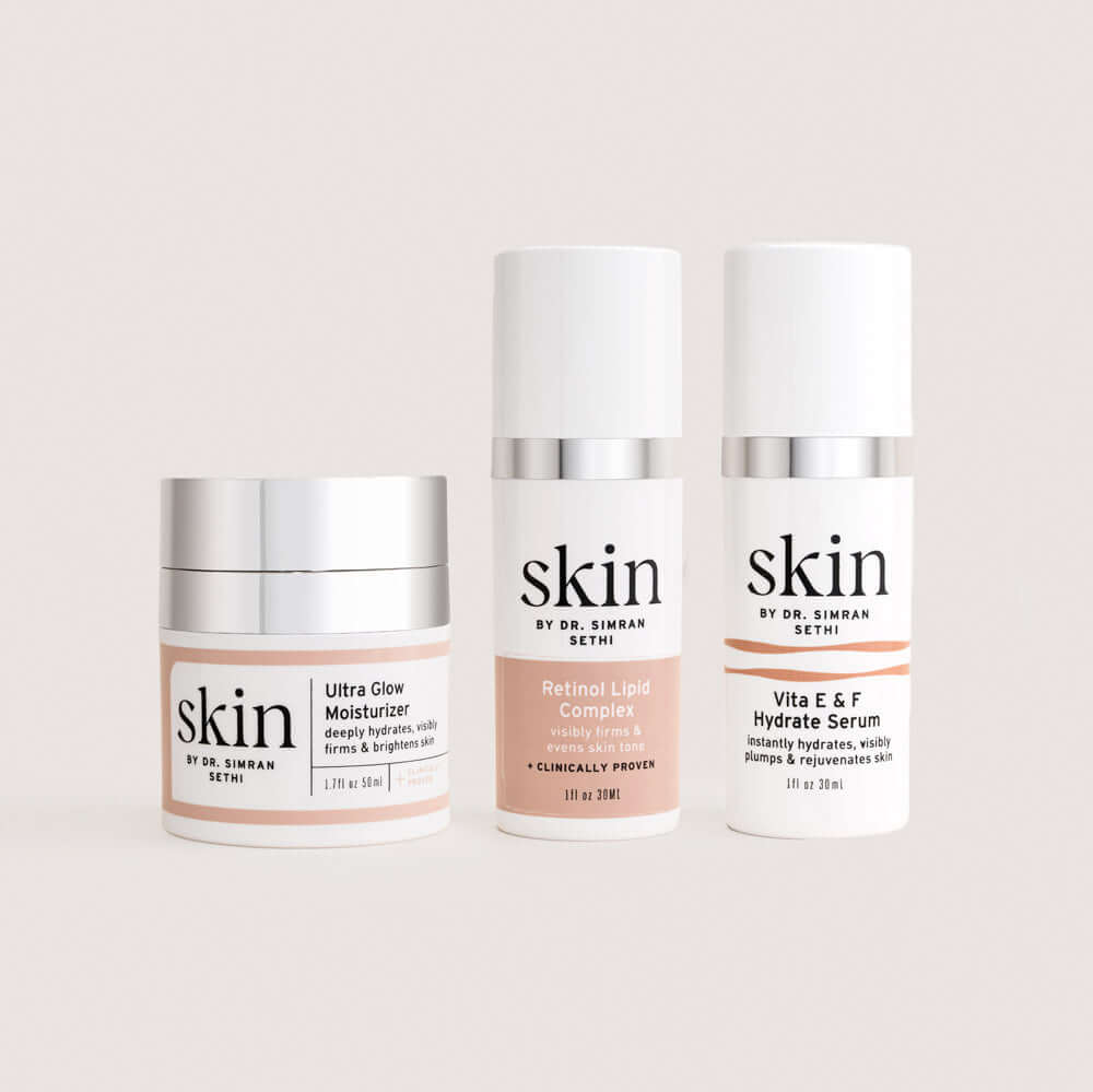 Skin Barrier Repair Trio - Ultra Glow Moisturizer, Retinol Lipid Complex, Vita E & F Hydrate Serum - SKIN by Dr. Simran Sethi